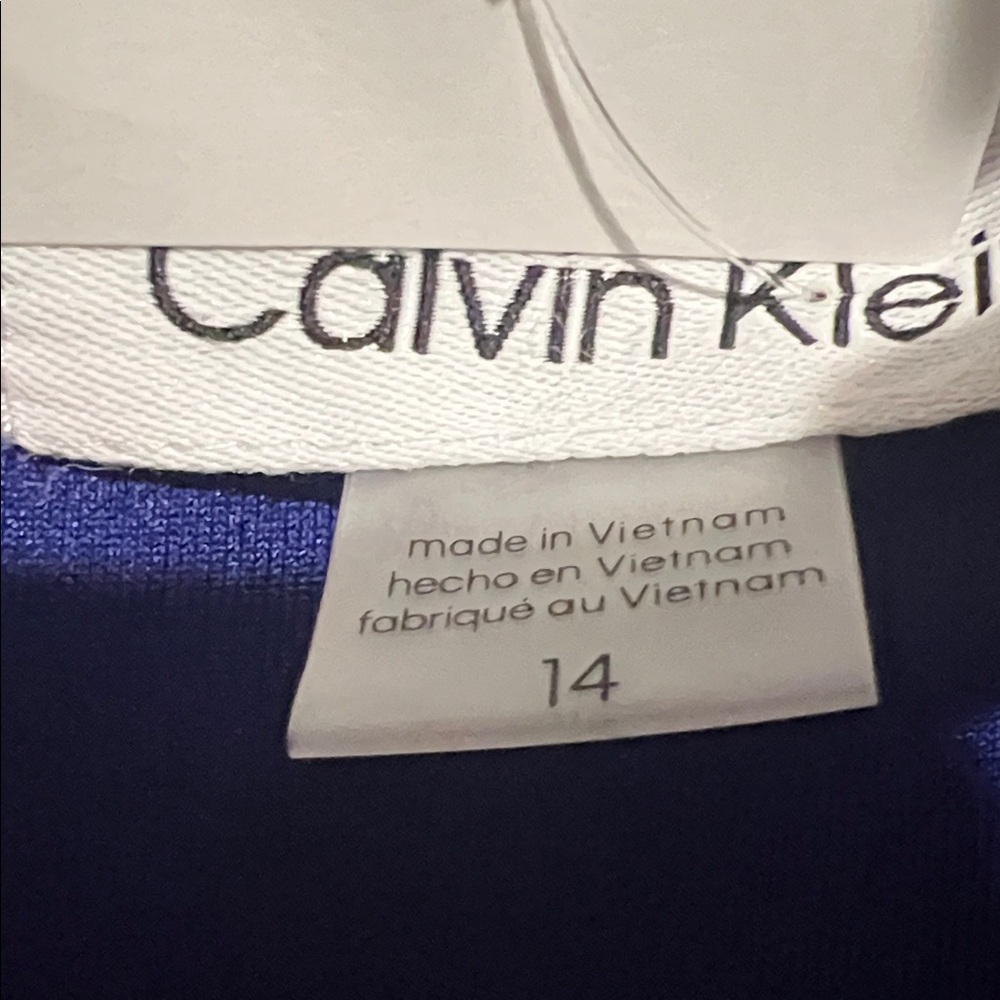 Calvin Klein Women's Navy Ruffle Neck Dress - Picture 3 of 7